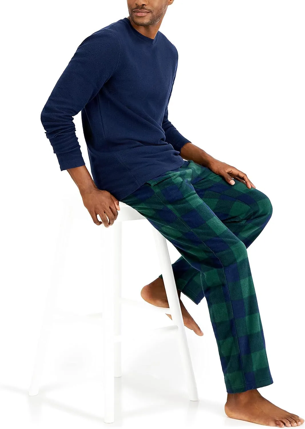 Men'S Tagless Two-Piece Micro-Fleece Pajama Set