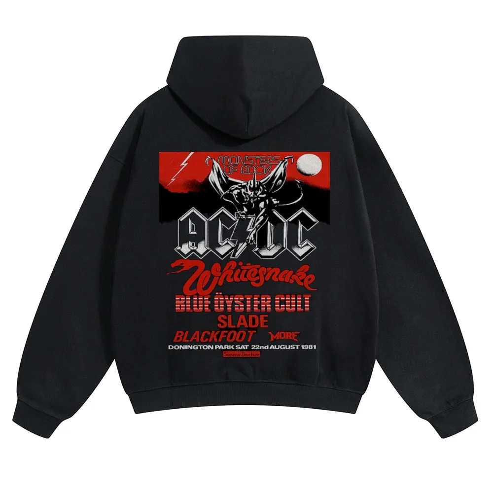 Mens Vintage ACDC Rock Band Hoodies