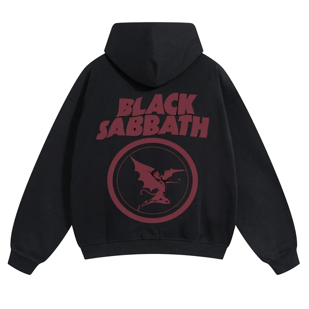 Mens Vintage Black Sabbath Rock Band Hoodies