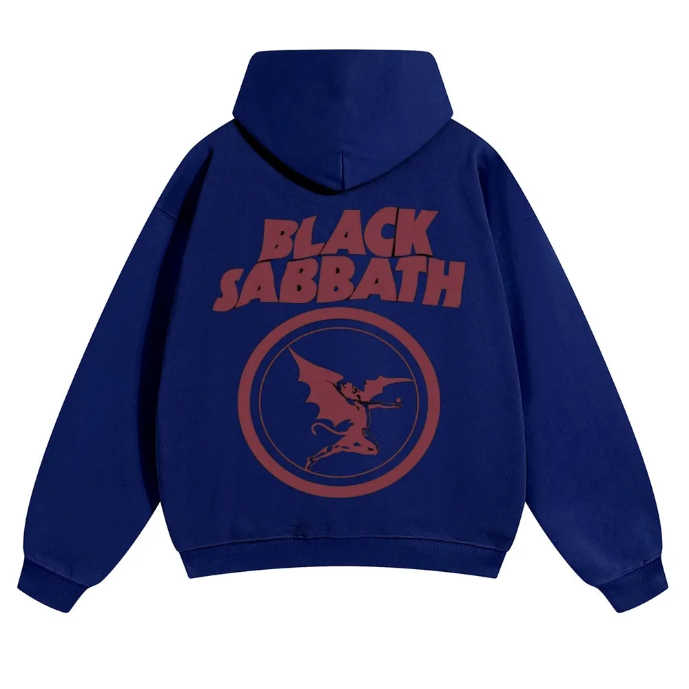 Mens Vintage Black Sabbath Rock Band Hoodies