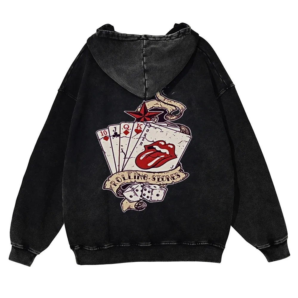 Mens Vintage The Rolling Stones Rock Band Hoodies
