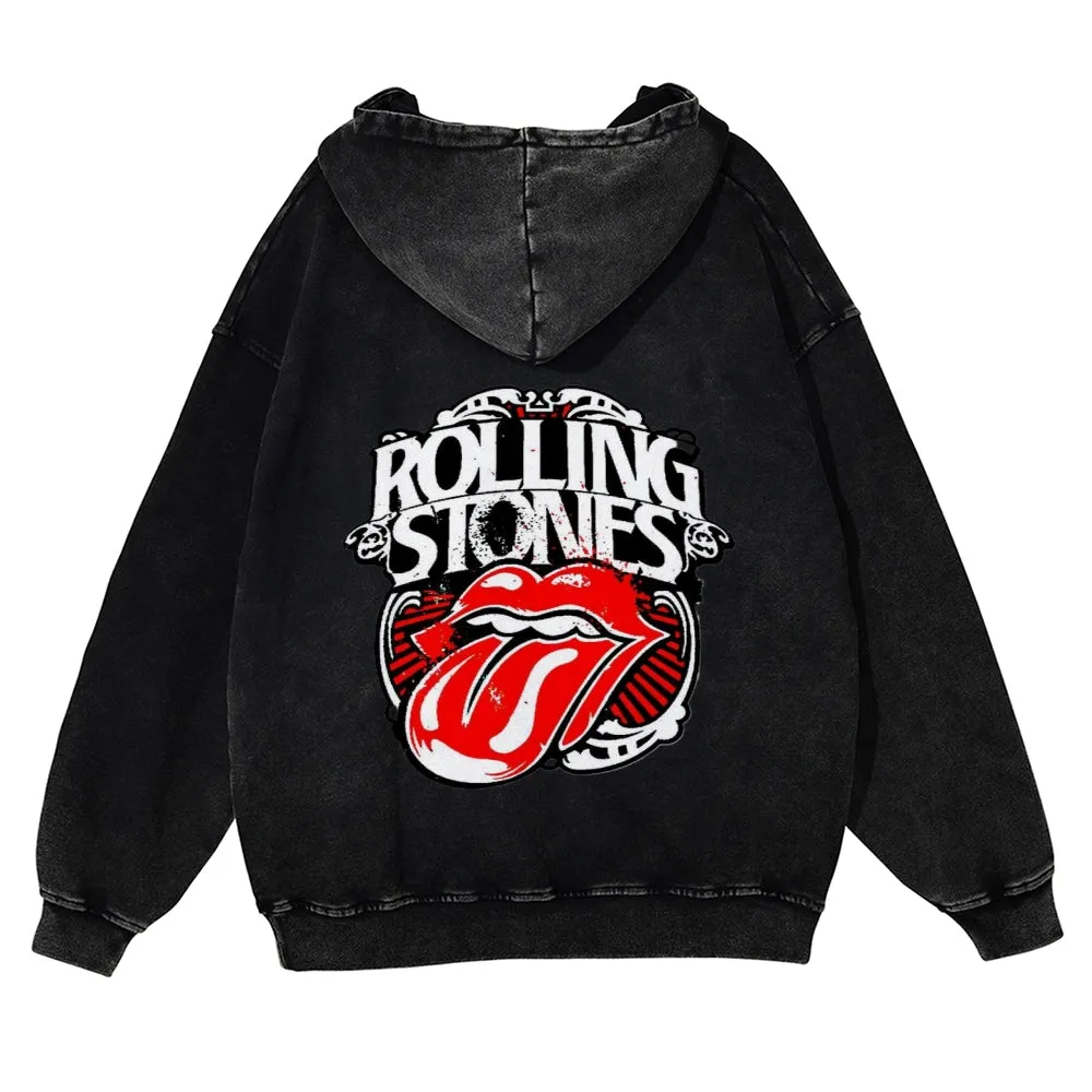 Mens Vintage The Rolling Stones Rock Band Hoodies