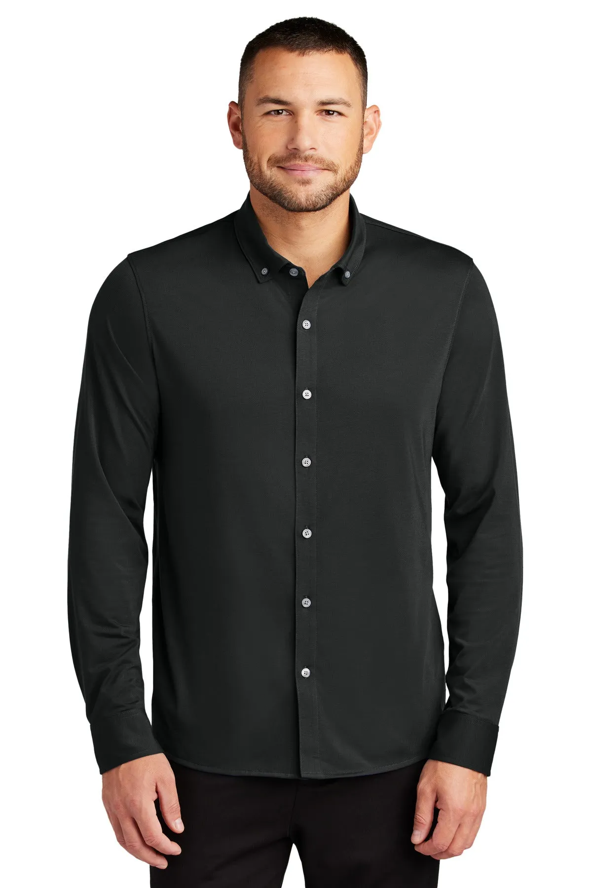 Mercer Mettle Stretch Jersey Long Sleeve Shirt MM1018 Deep Black