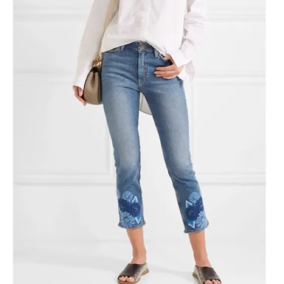 M.i.h. Niki High Rise Cropped Jeans Embroidered