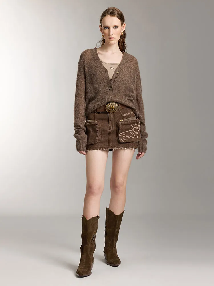 Miss Sixty X Keith Haring Capsule Collection Khaki Denim Skirt