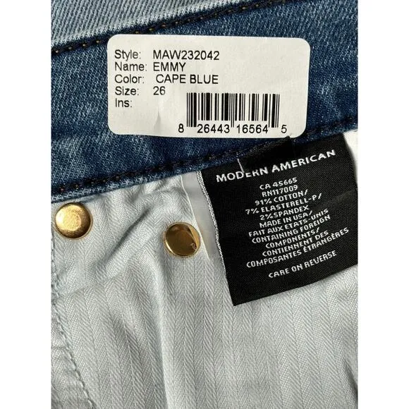 Modern American NWT Emmy High Flare Jeans Size 26 Cape Blue Stretch Retro 90s