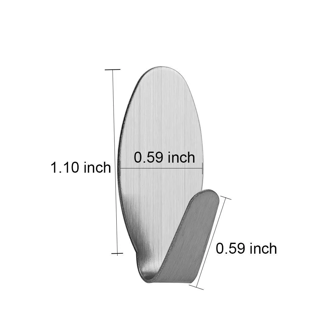MOKARO Key Hooks Adhesive Brushed Stainless Steel, Mini Sticky Hooks,24-Hooks, Oval