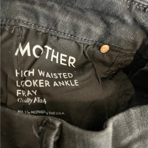 MOTHER High waist The Looker ankle fray embellished side Jeans 25