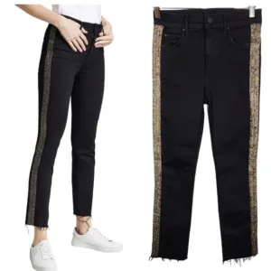 MOTHER High waist The Looker ankle fray embellished side Jeans 25