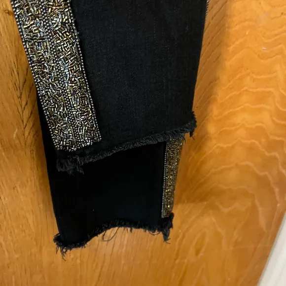 MOTHER High waist The Looker ankle fray embellished side Jeans 25