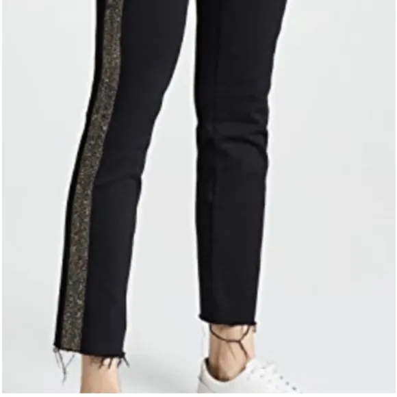 MOTHER High waist The Looker ankle fray embellished side Jeans 25