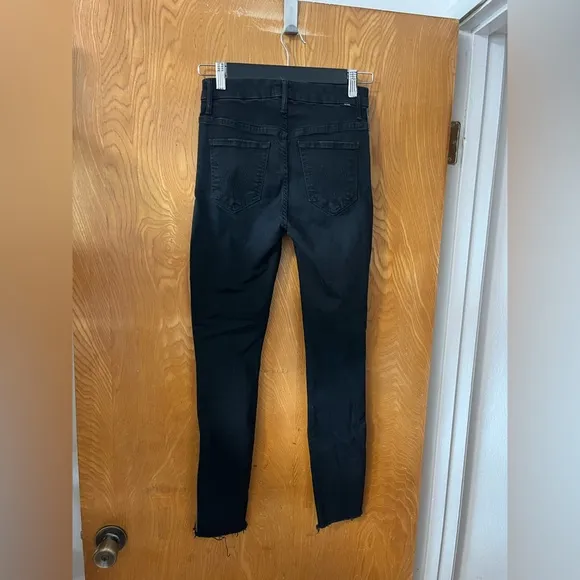 MOTHER High waist The Looker ankle fray embellished side Jeans 25