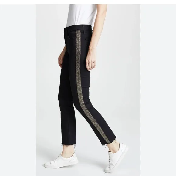MOTHER High waist The Looker ankle fray embellished side Jeans 25