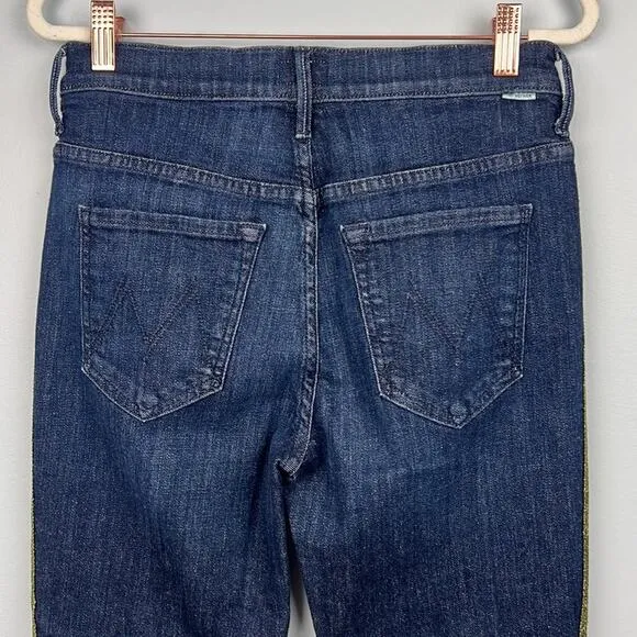 Mother “the insider crop” Swept away glitter racer size 28 cropped jeans