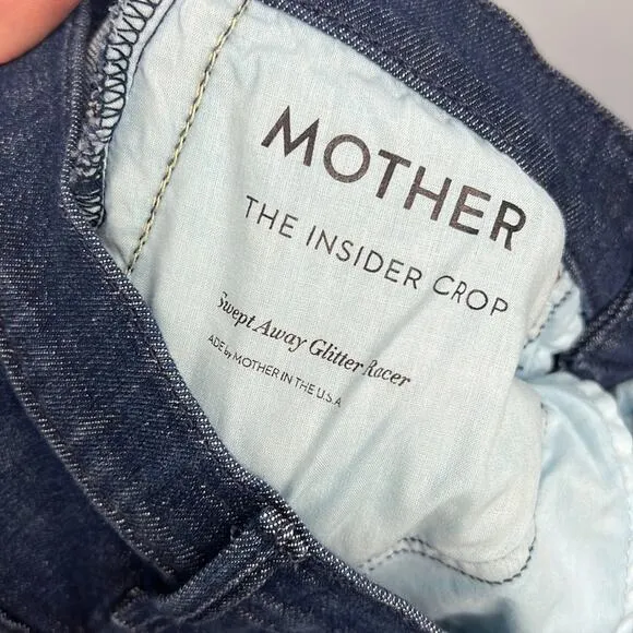 Mother “the insider crop” Swept away glitter racer size 28 cropped jeans