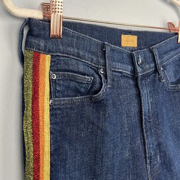 Mother “the insider crop” Swept away glitter racer size 28 cropped jeans