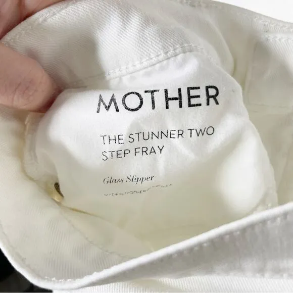MOTHER The Stunner Two Step Fray Raw Edge Stretch Skinny Jeans Glass Slipper 28