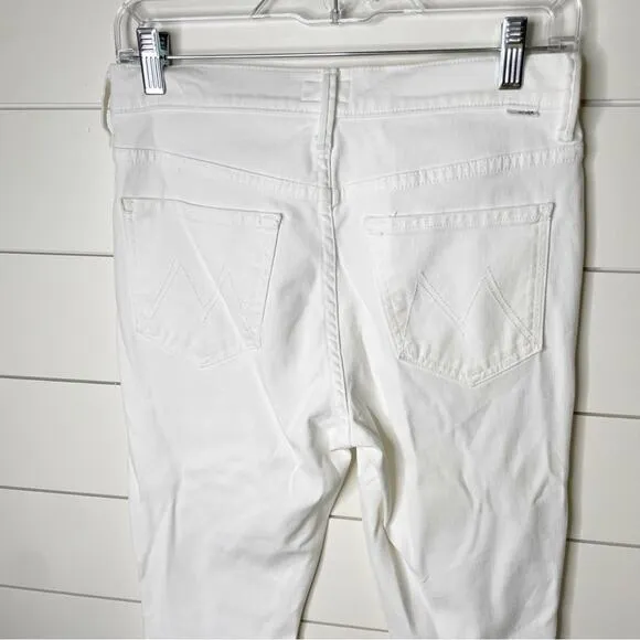 MOTHER The Stunner Two Step Fray Raw Edge Stretch Skinny Jeans Glass Slipper 28