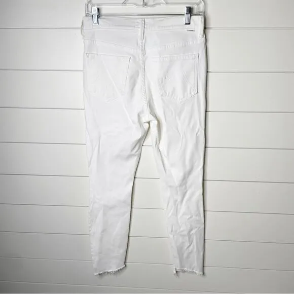 MOTHER The Stunner Two Step Fray Raw Edge Stretch Skinny Jeans Glass Slipper 28