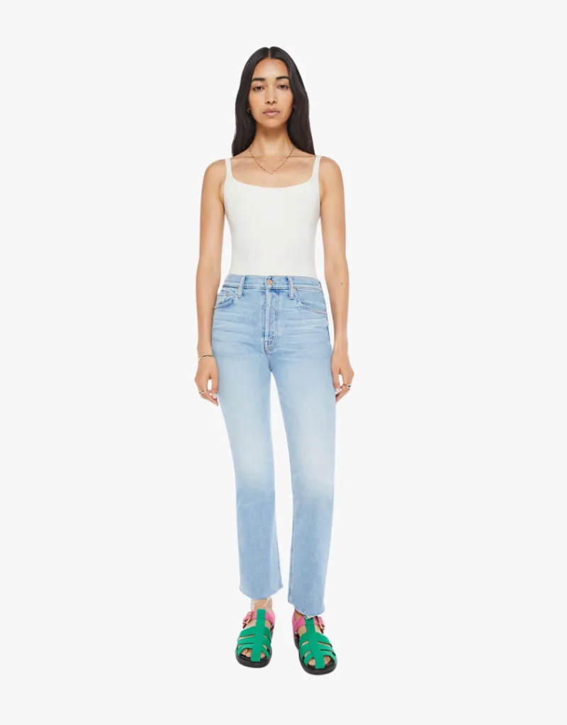 Mother The Tripper Flood Fray Jeans in Look Ma, No Hands!