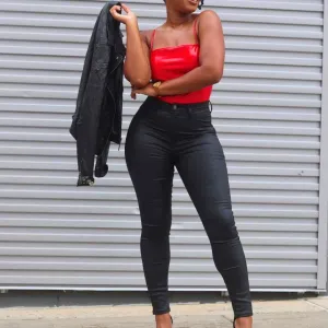Motorsport Black Coated Jeans