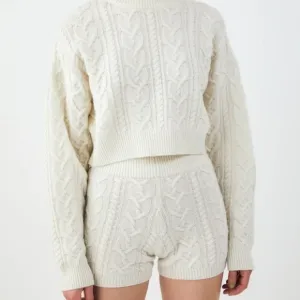 Moussy SW cable knit shorts womens size medium cable knit cream cozy lounge‎