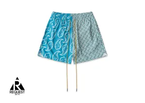 Multi Paisley Swim Trunks "Marine/Sage/Pink"