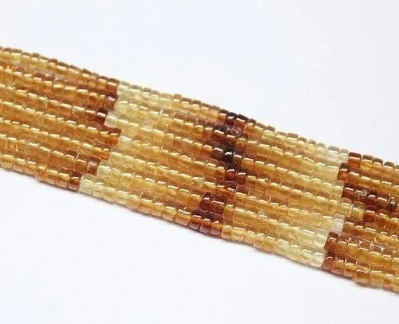 Natural Hessonite Garnet Shaded Wheel Tyre Smooth Polished Beads Strand 14" 4mm