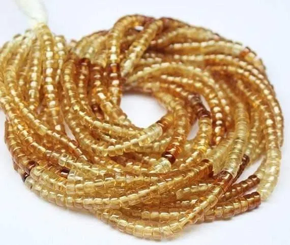 Natural Hessonite Garnet Shaded Wheel Tyre Smooth Polished Beads Strand 14" 4mm