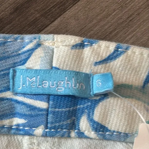 New J MCLAUGHLIN LEXI $178 Womens 6 Blue White Palm Floral Print Stretch Jeans