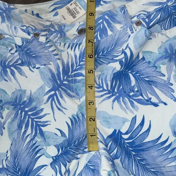 New J MCLAUGHLIN LEXI $178 Womens 6 Blue White Palm Floral Print Stretch Jeans