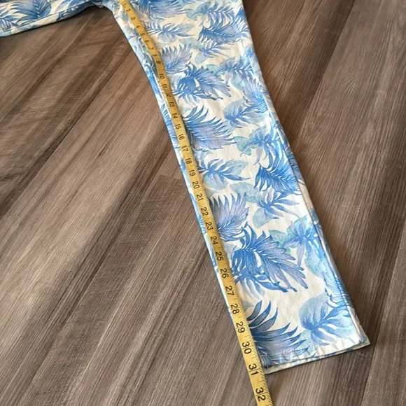 New J MCLAUGHLIN LEXI $178 Womens 6 Blue White Palm Floral Print Stretch Jeans
