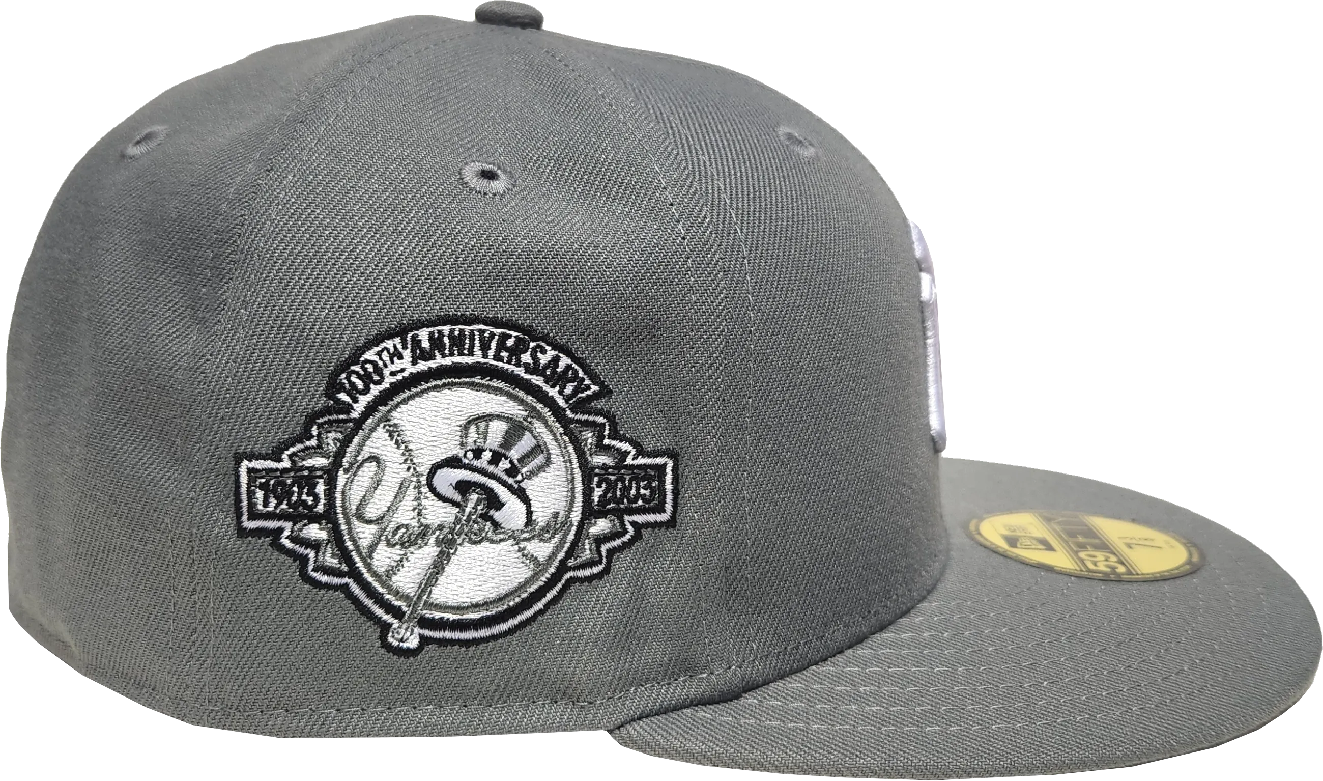 New York Yankees New Era 59Fifty Fitted Storm Gray 100th Season Side Patch