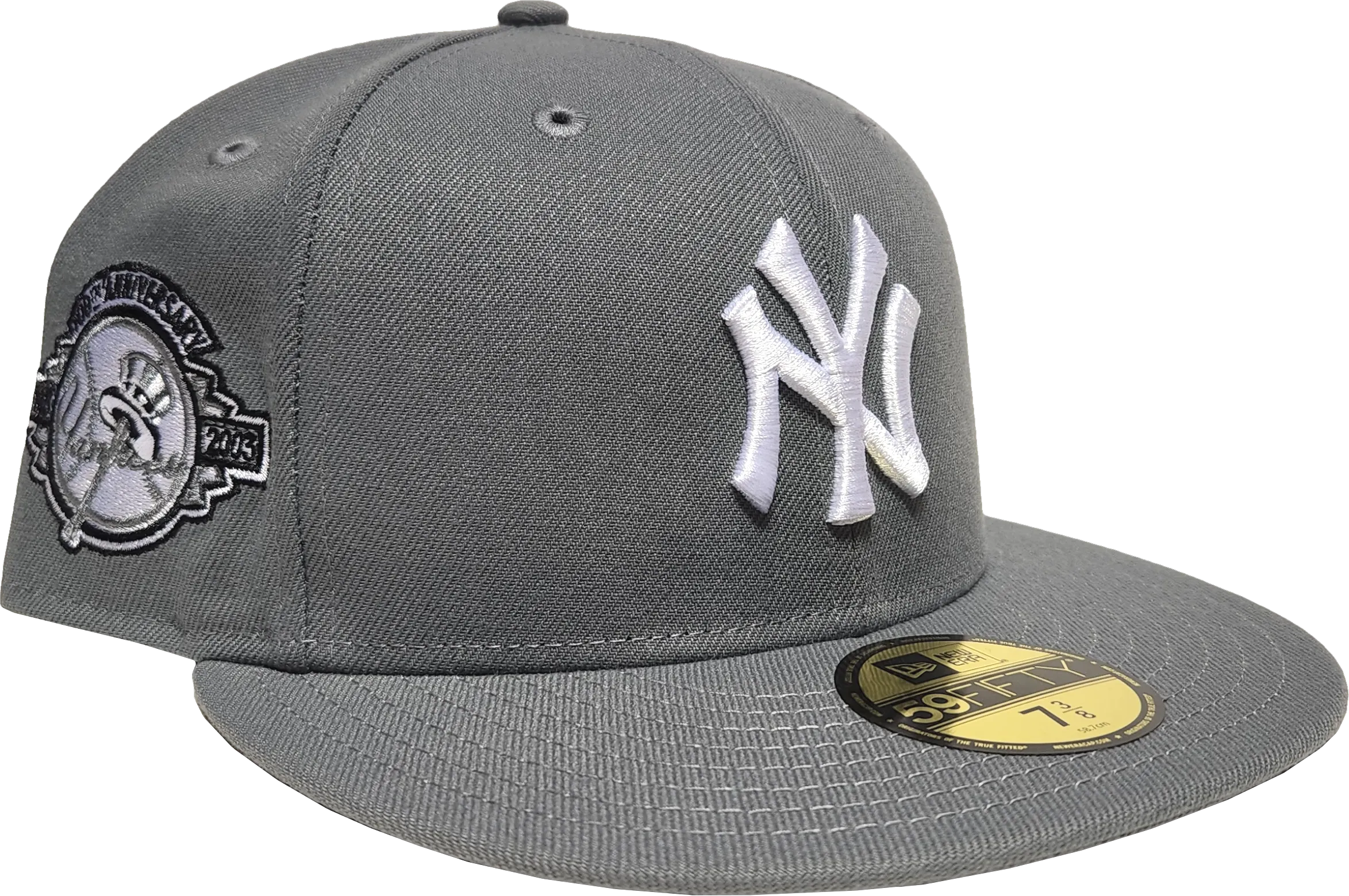 New York Yankees New Era 59Fifty Fitted Storm Gray 100th Season Side Patch