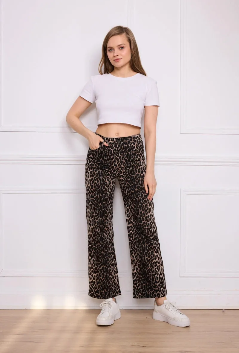 Norma Jean Wide Leg Leopard Print