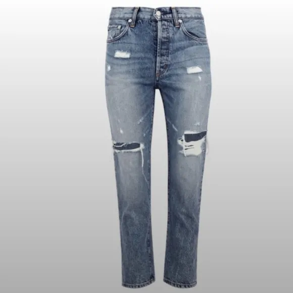 NWT DAILY BLUE/  Adriano Goldschmied JEAN HYPE IN Tempest Distressed SZ 24