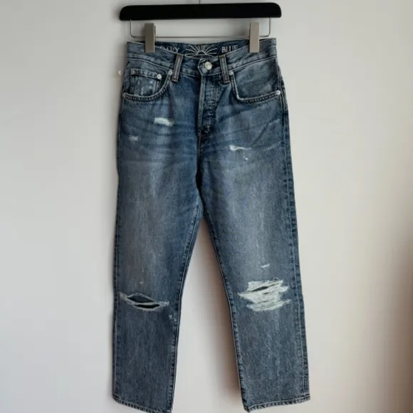 NWT DAILY BLUE/  Adriano Goldschmied JEAN HYPE IN Tempest Distressed SZ 24