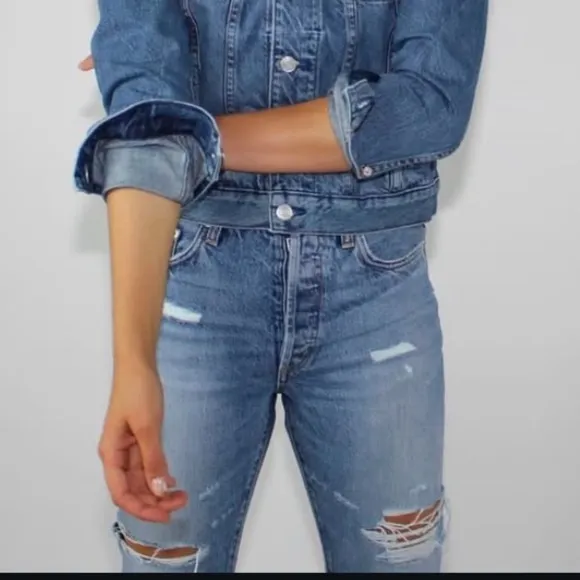 NWT DAILY BLUE/  Adriano Goldschmied JEAN HYPE IN Tempest Distressed SZ 24