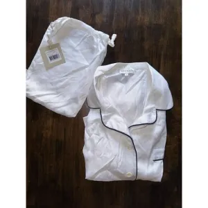 NWT Ettitude White Sateen Sustainable Lyocell Bamboo Pajama Top Small NEW