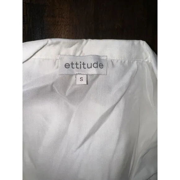NWT Ettitude White Sateen Sustainable Lyocell Bamboo Pajama Top Small NEW