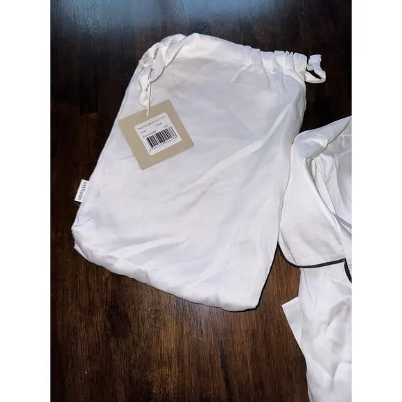 NWT Ettitude White Sateen Sustainable Lyocell Bamboo Pajama Top Small NEW