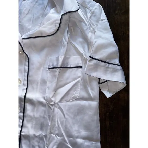 NWT Ettitude White Sateen Sustainable Lyocell Bamboo Pajama Top Small NEW