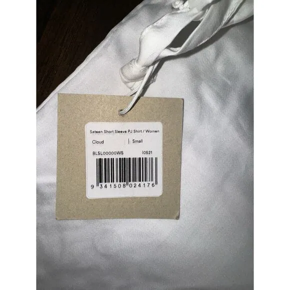 NWT Ettitude White Sateen Sustainable Lyocell Bamboo Pajama Top Small NEW