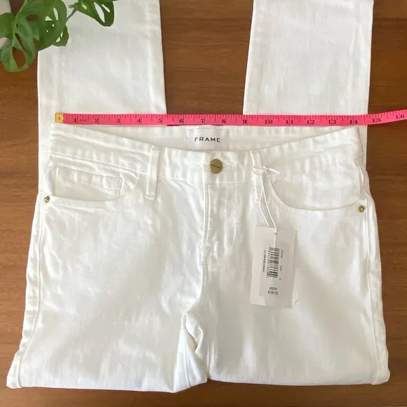 NWT Frame Denim Le Low Rise Skinny Jeans Size 26 in White Blanc Stretch NEW