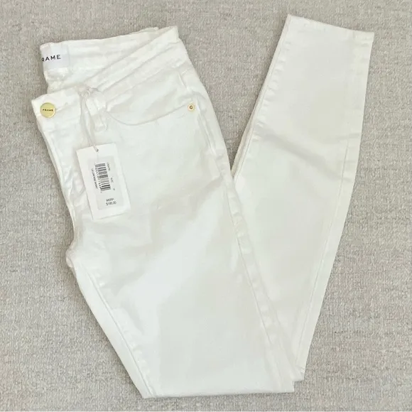 NWT Frame Denim Le Low Rise Skinny Jeans Size 26 in White Blanc Stretch NEW