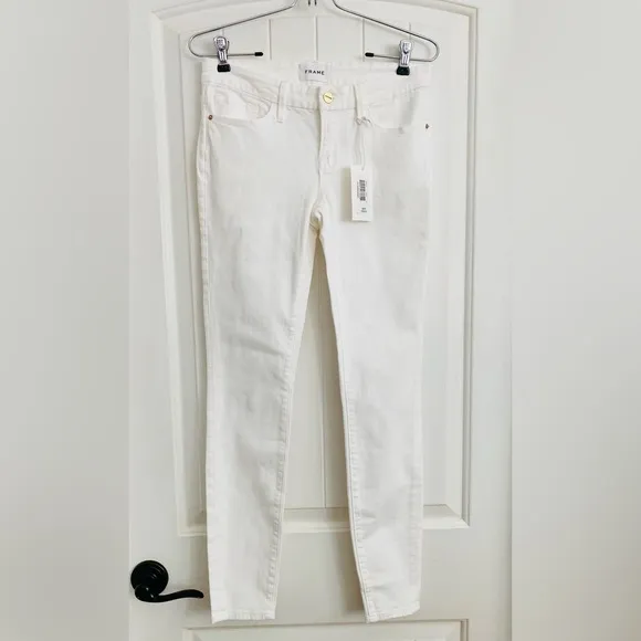 NWT Frame Denim Le Low Rise Skinny Jeans Size 26 in White Blanc Stretch NEW