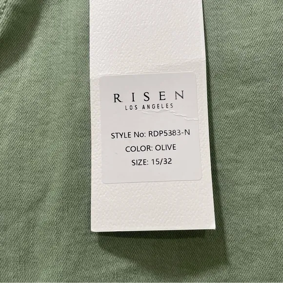 NWT Risen Olive Green High Rise Wide Jeans RDP5383 Raw Hem Size Women 15/32