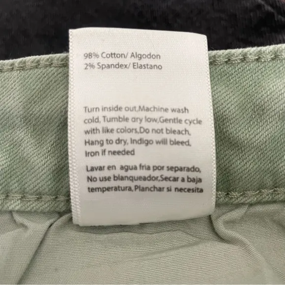 NWT Risen Olive Green High Rise Wide Jeans RDP5383 Raw Hem Size Women 15/32