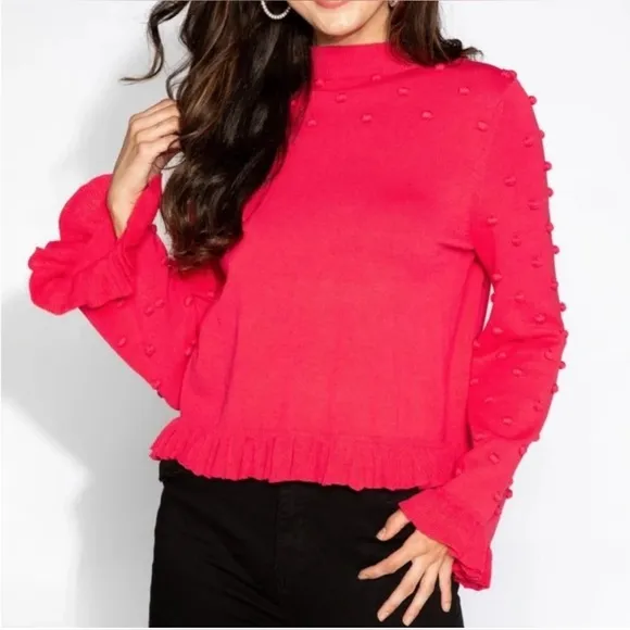 NWT S’EDGE Mable Boutique Lipstick Pink long sleeve pullover Sweater in Medium