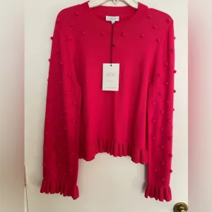 NWT S’EDGE Mable Boutique Lipstick Pink long sleeve pullover Sweater in Medium